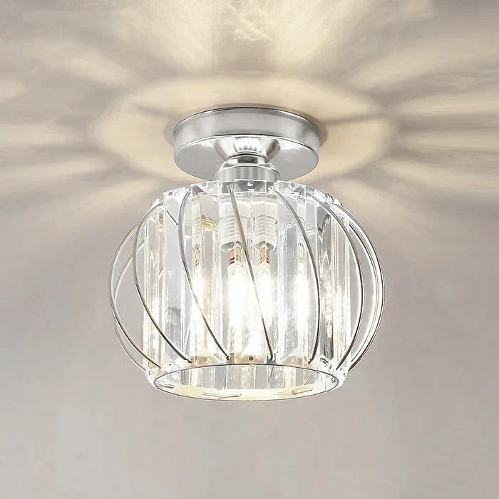 Plafonnier en verre soufflé et fer forgé Ø23 cm lumière diffuse douce pour hall chambre salon ambiance élégante | Koossa