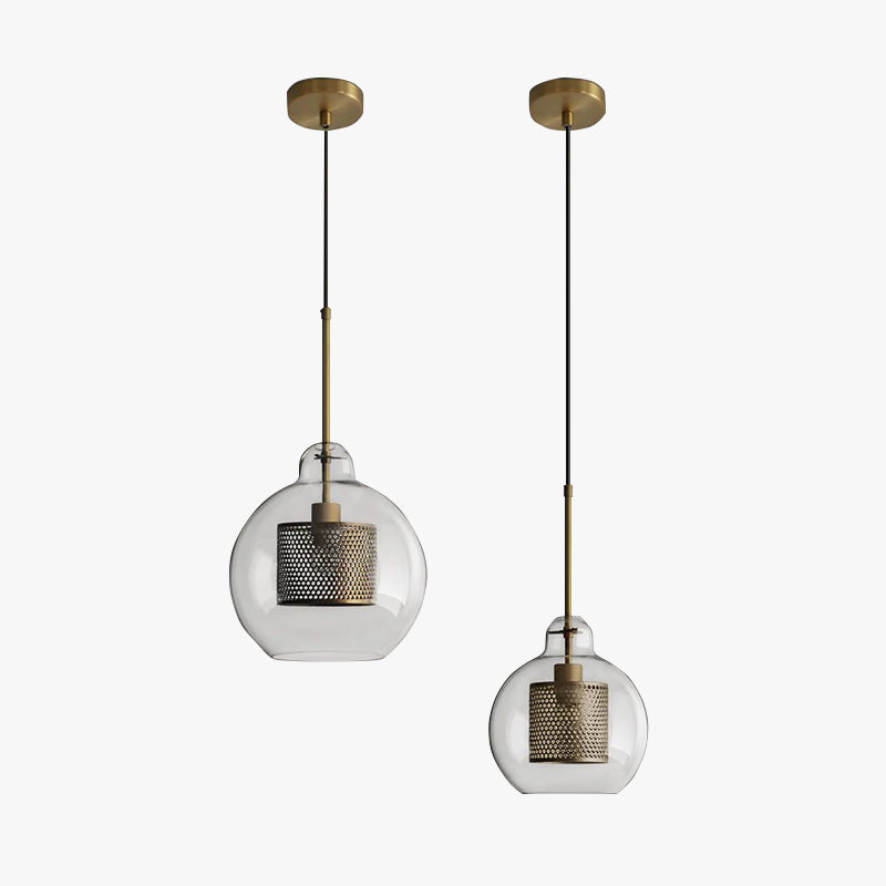 Glass Globe Pendant Light Gold or Silver Finish with LED Bulb for Kitchen Island Dining Room Bedroom Entryway Modern Hanging Ceiling Fixture | Lonoma