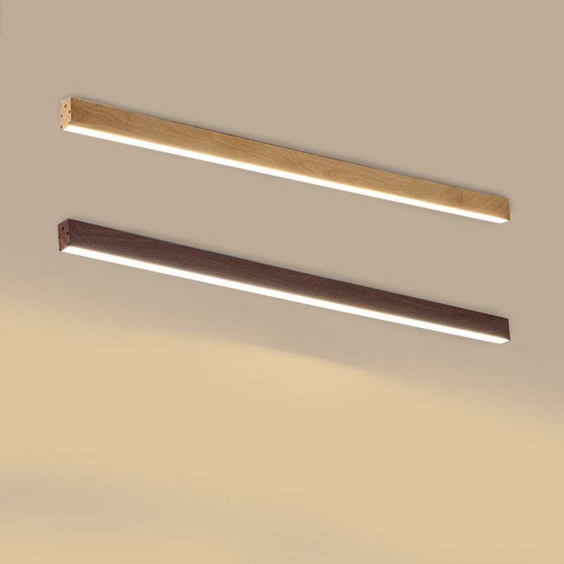 Plafonnier LED linéaire en bois 60-120 cm aluminium blanc chaud neutre froid avec diffuseur acrylique moderne | Koossa