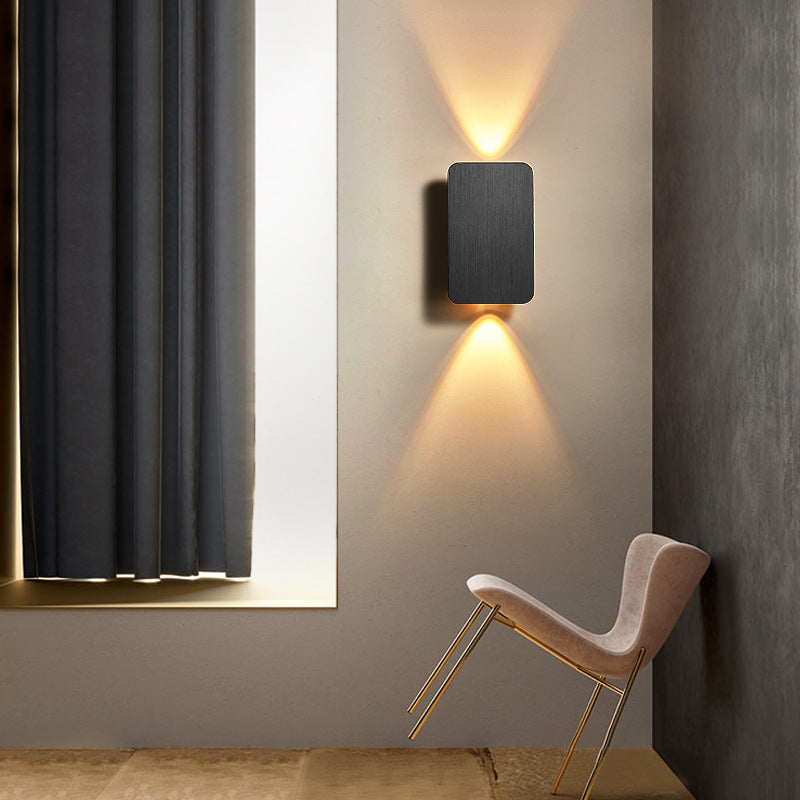 Modern Metal Wall Sconce LED Rectangle Design for Bedroom Living Room Hallway | Hardwired Contemporary Fixture Gold Black White Gray | Lonoma