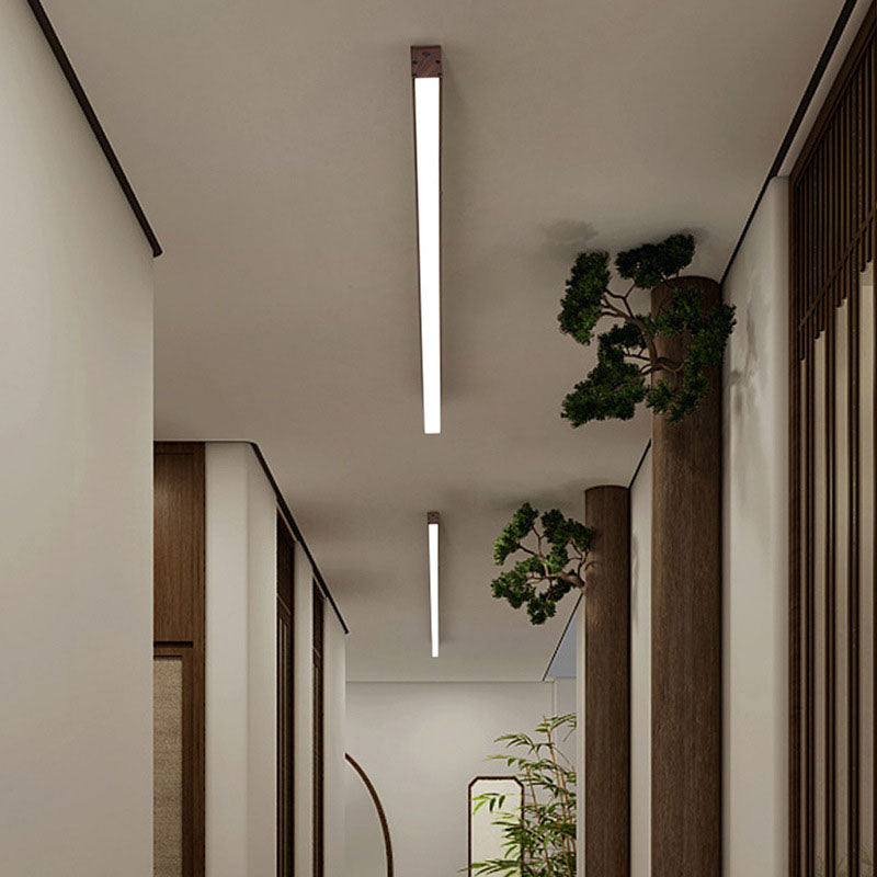 Plafonnier LED linéaire en bois 60-120 cm aluminium blanc chaud neutre froid avec diffuseur acrylique moderne | Koossa