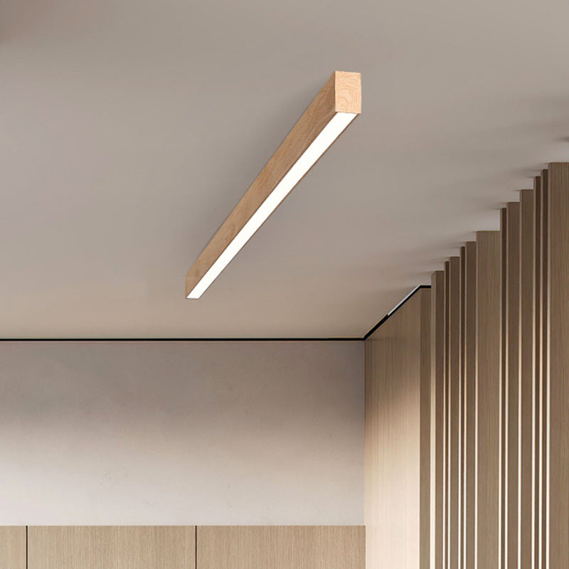 Plafonnier LED linéaire en bois 60-120 cm aluminium blanc chaud neutre froid avec diffuseur acrylique moderne | Koossa