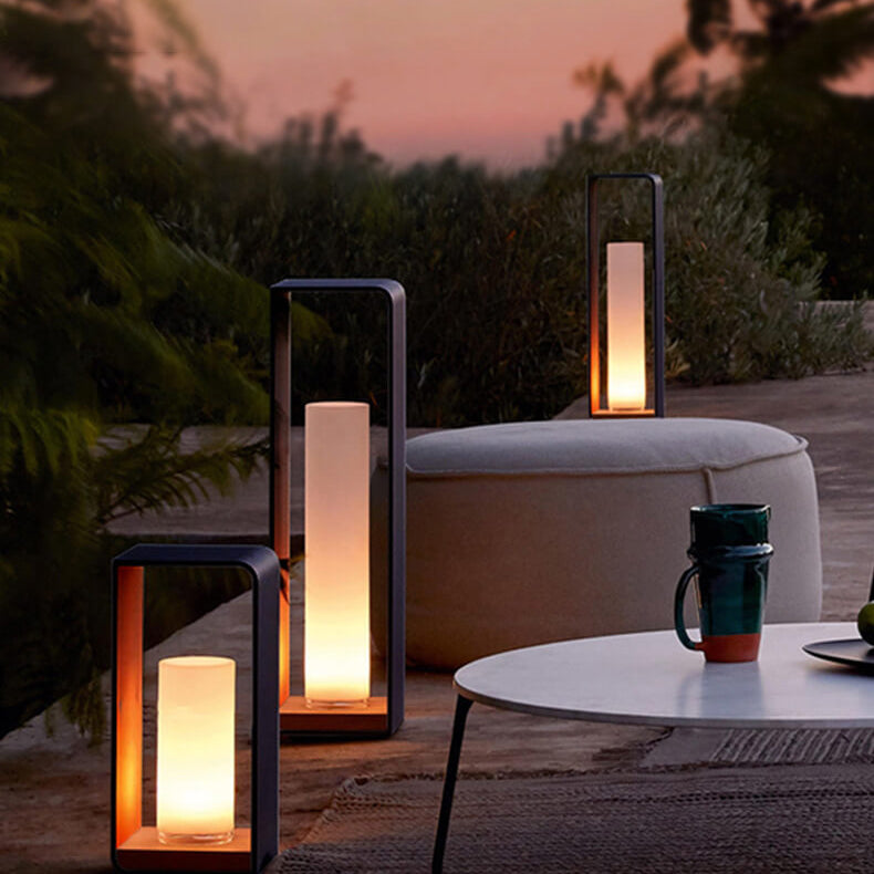 Modern Square LED Outdoor Light, Black Aluminum Garden Lamp, Warm White, Hardwired or Solar for Patio, Fence, Driveway & Yard | Lonoma