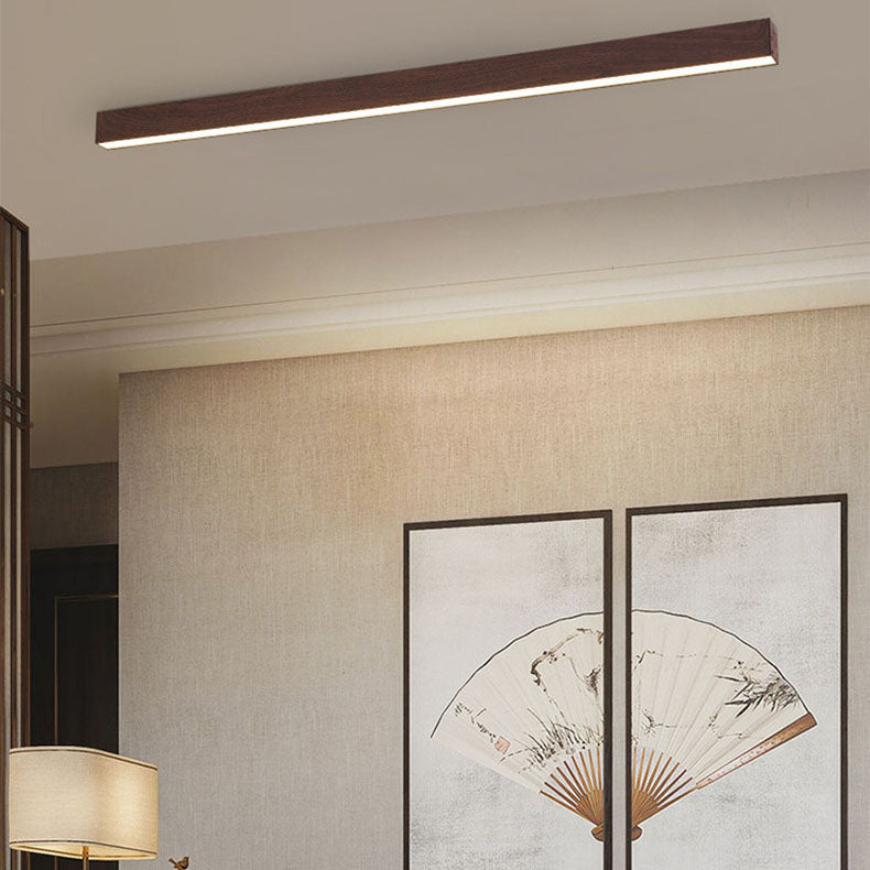 Plafonnier LED linéaire en bois 60-120 cm aluminium blanc chaud neutre froid avec diffuseur acrylique moderne | Koossa