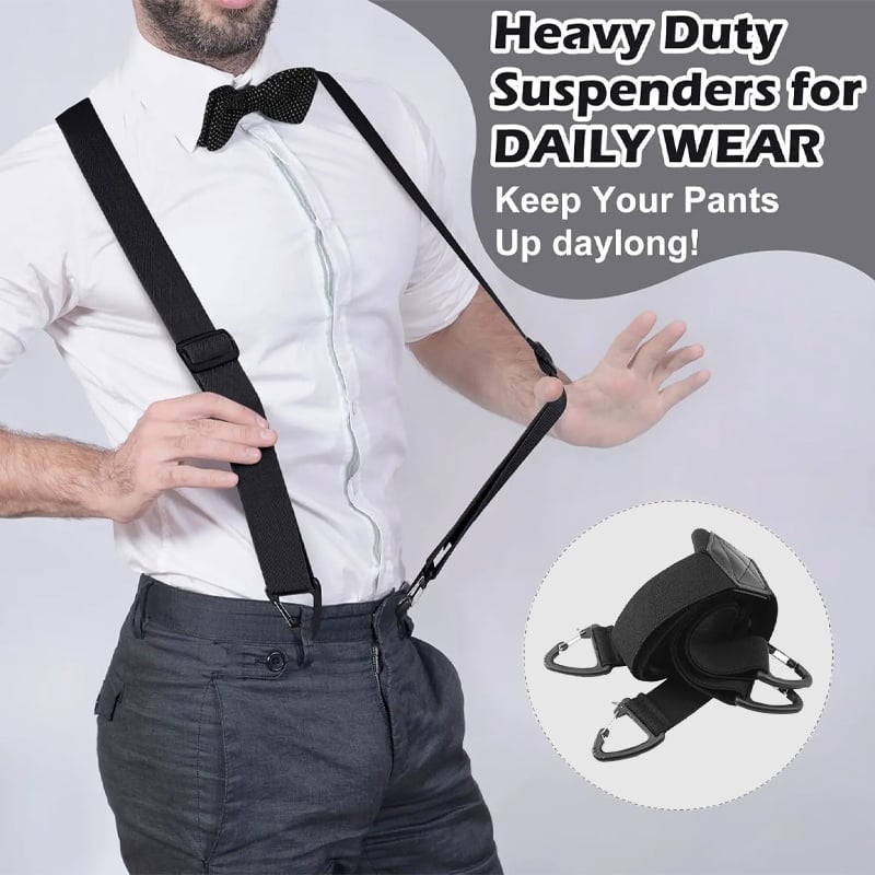 Adjustable Suspenders with 4 Clips - Non-Slip Y-Back Design for All-Day Comfort and Secure Fit | Lonoma