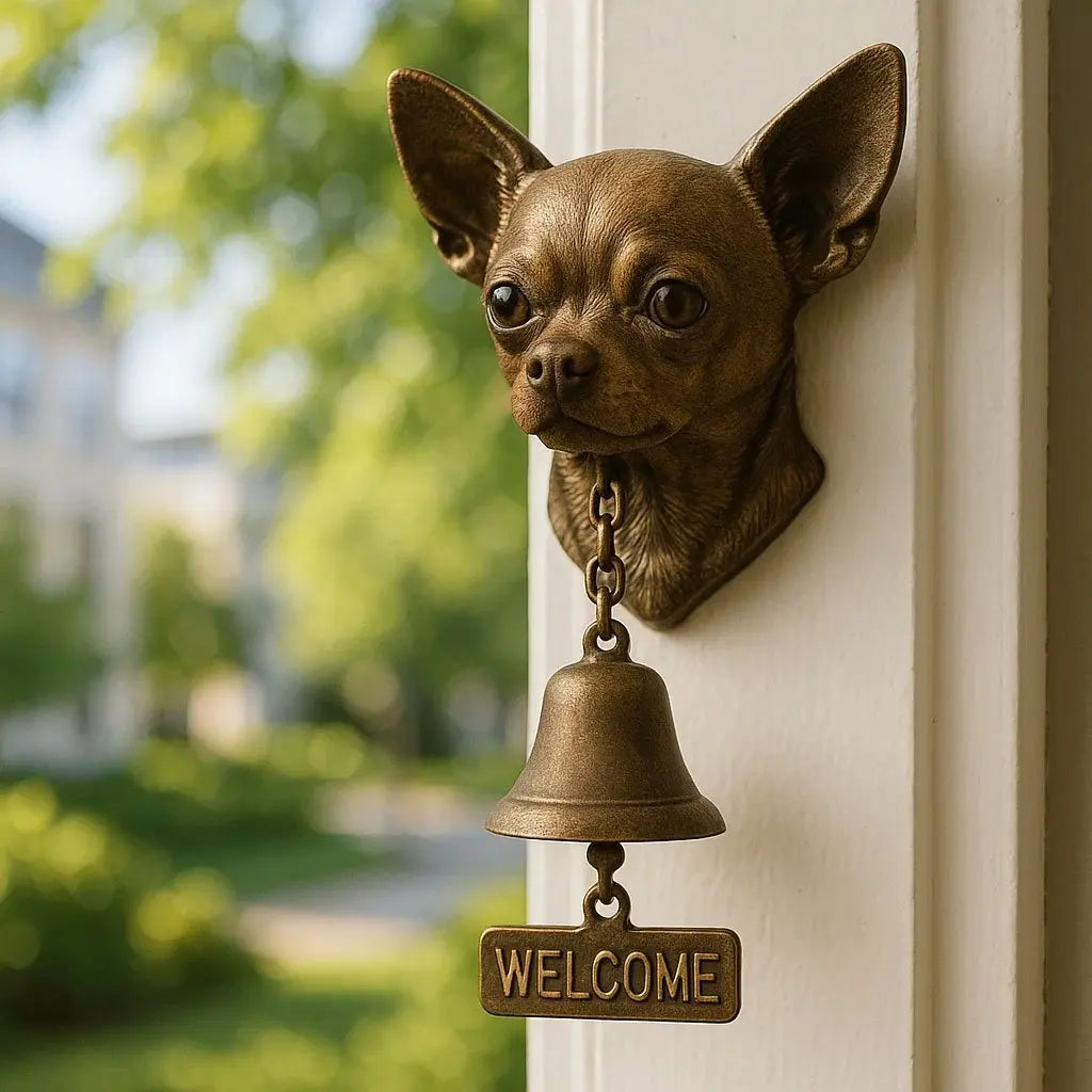 Dog Breed Door Bell Cast Metal Wall Mount Chime Antique Bronze Finish Decorative Outdoor Indoor Entry Greeter 10.6 Inch | Lonoma