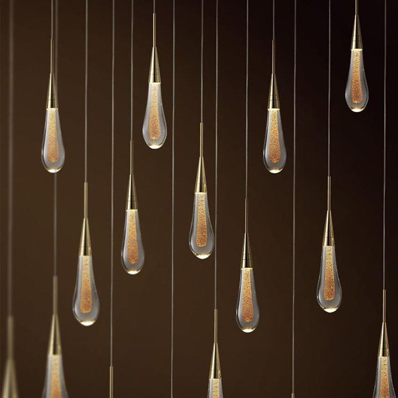 Suspension dorée en verre avec LED intégrée pour salle à manger salon cuisine moderne style scandinave | Koossa