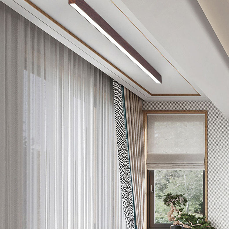 Plafonnier LED linéaire en bois 60-120 cm aluminium blanc chaud neutre froid avec diffuseur acrylique moderne | Koossa