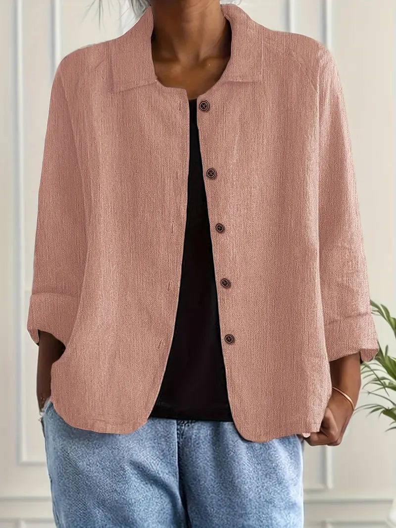 Women's Long Sleeve Shirt — Classic Breathable Button-Through Blouse for Everyday Comfort & Relaxed Tailoring | Koossa