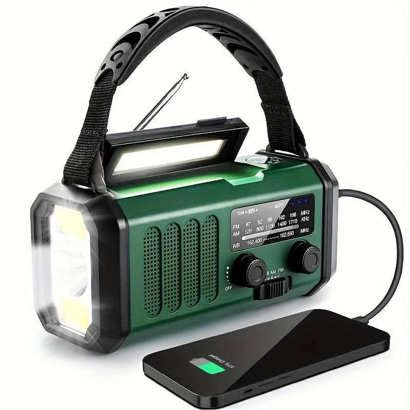 Emergency Weather Radio with Solar Hand Crank, 10000mAh Power Bank, LED Flashlight, AM FM NOAA, SOS Alarm, Compass for Camping | Lonoma