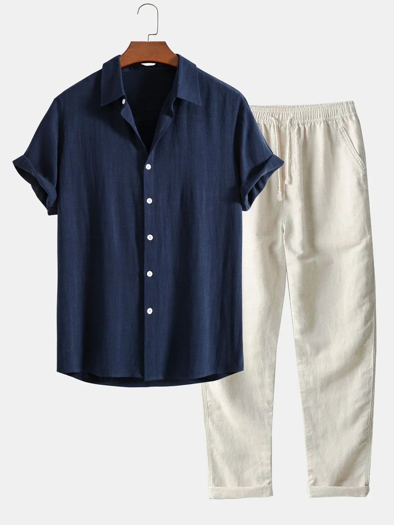 Men's Summer Co-ord Set Loose Trousers and Shirt — Relaxed Warm-Weather Outfit for Holiday and Casual Occasions | Koossa