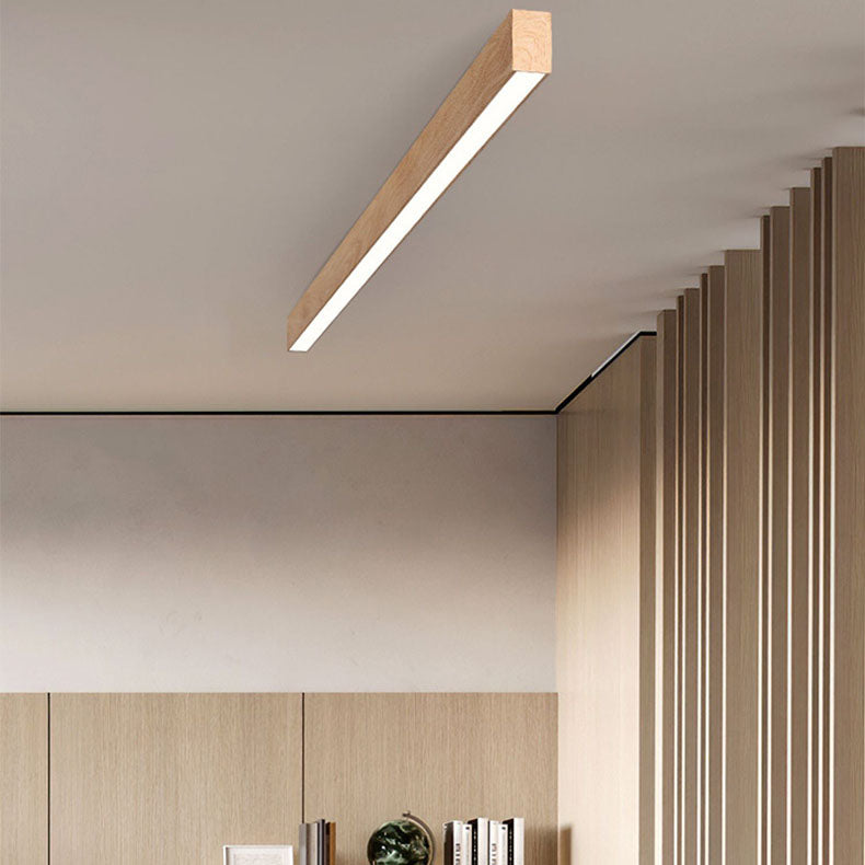 Plafonnier LED linéaire en bois 60-120 cm aluminium blanc chaud neutre froid avec diffuseur acrylique moderne | Koossa