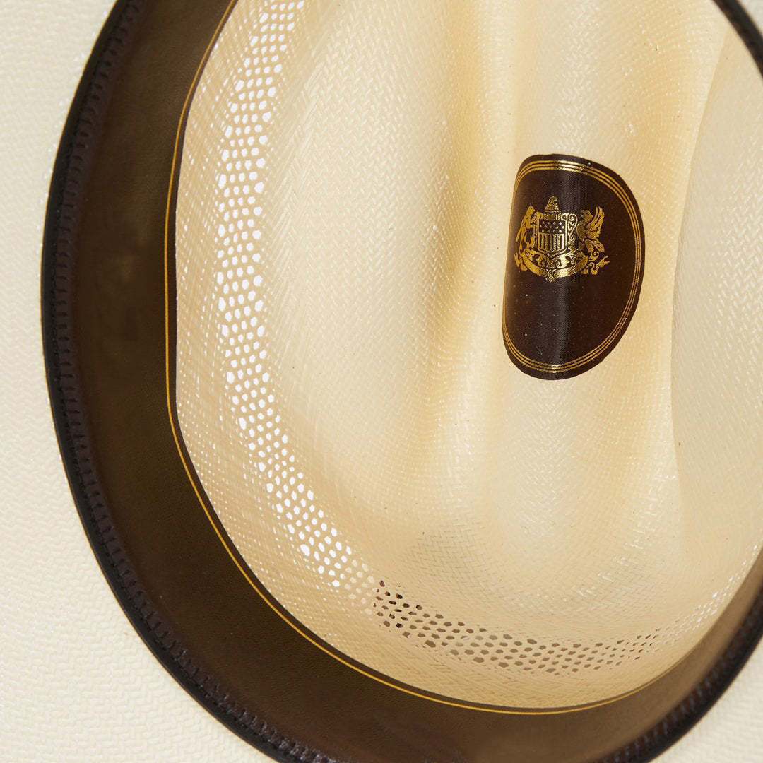 Chapeau de cowboy western en paille naturelle tressée avec bandeau cuir et détails métalliques réglable 58–60 cm | Koossa