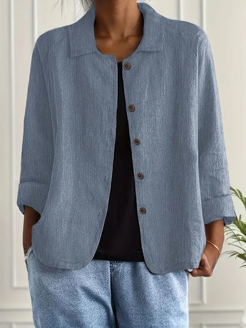 Women's Long Sleeve Shirt — Classic Breathable Button-Through Blouse for Everyday Comfort & Relaxed Tailoring | Koossa