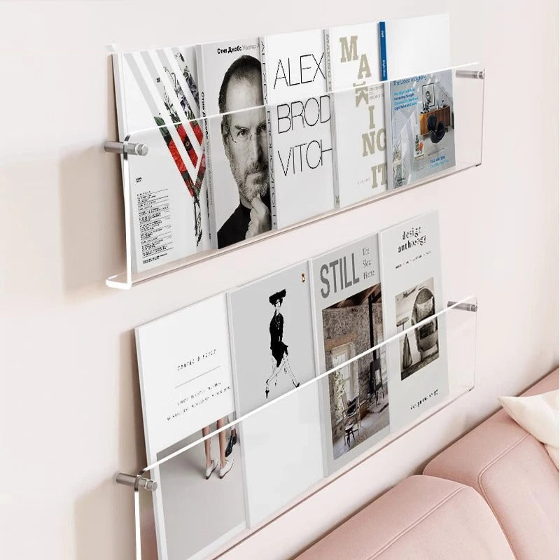 Floating Wall Shelf Magazine Rack, PVC Wall Mounted Book Display in Assorted Colors for Living Room, Office, Nursery & Kids Room | Lonoma