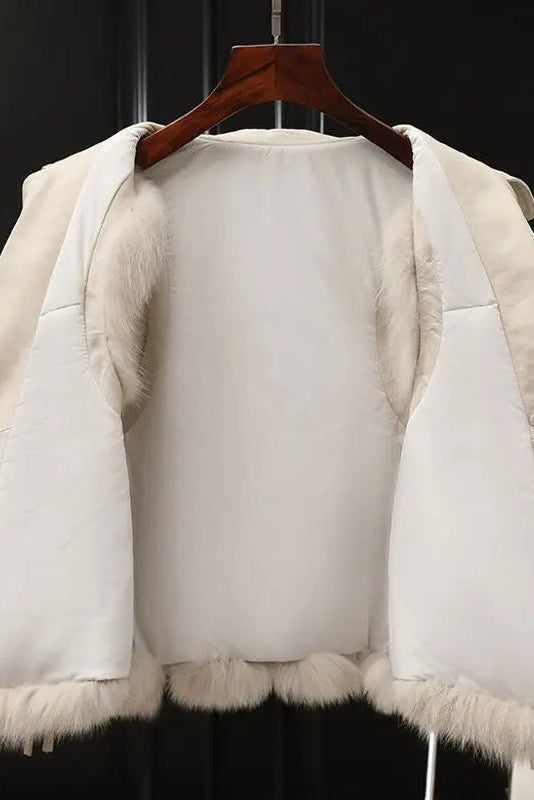 Faux Fur Sleeveless Gilet in Ivory, Brown and Black | Koossa