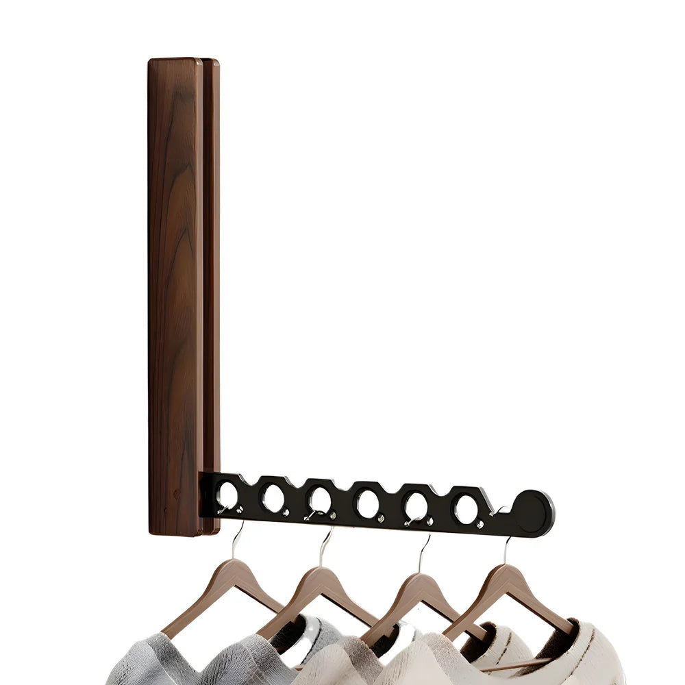 Wall-Mounted Folding Coat Rack Wood Space-Saving Hook Organizer for Entryway Bedroom Guest Room 12.4 × 10.6 in Collapsible Clothes Hanger | Lonoma