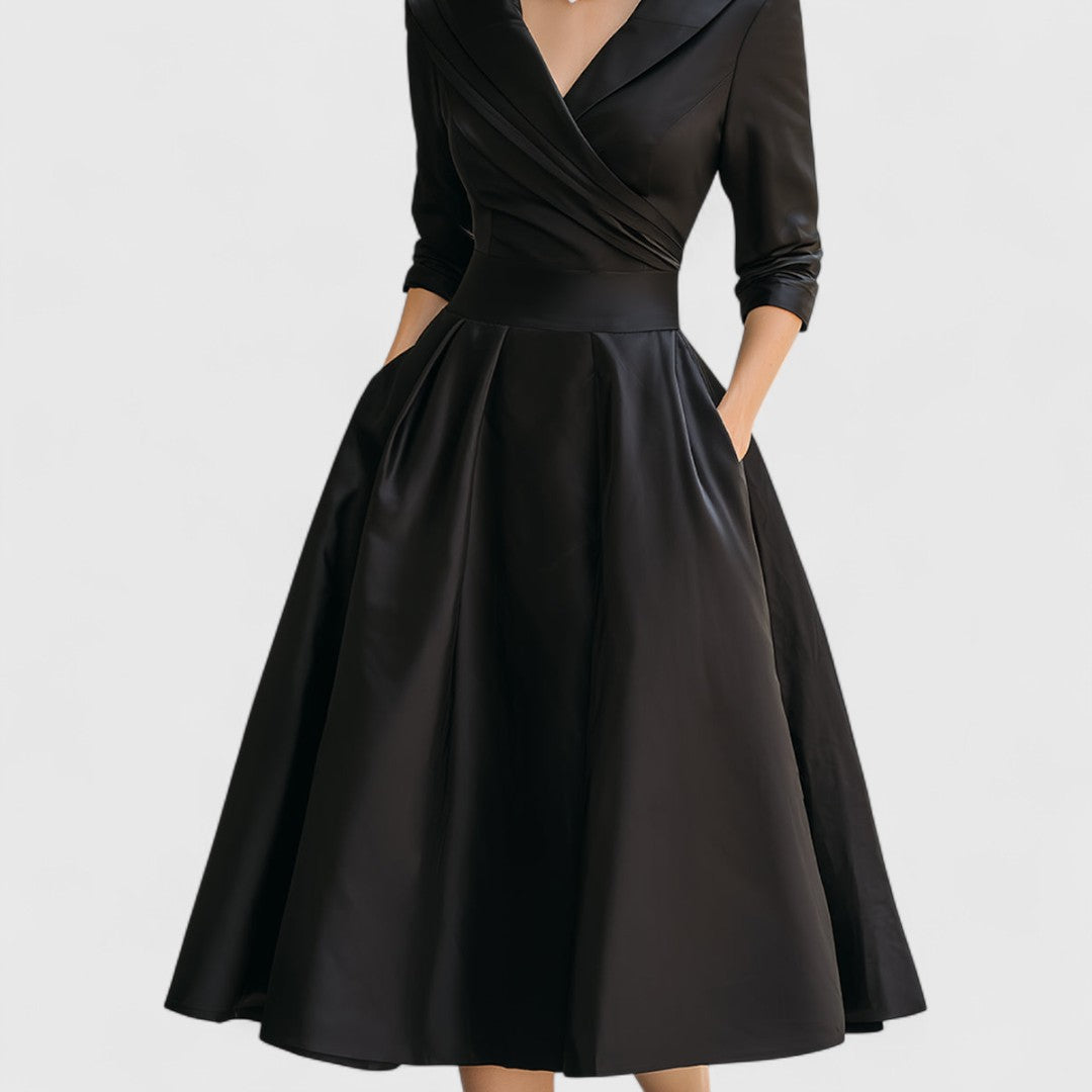 Women's Flowing Midi Dress with Structured Shape | Effortless Elegance for Day to Evening | Graceful Silhouette Dress | Koossa