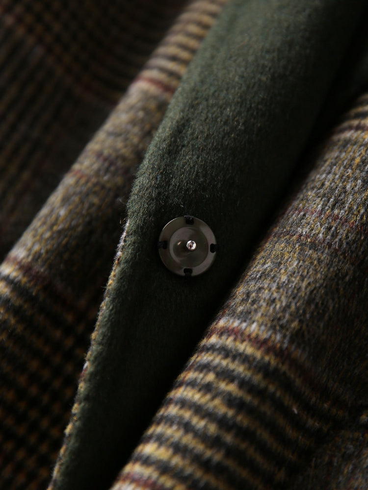 Women's Beige Checked Winter Coat — Classic Double-Breasted Wool-Blend Coat for Cold Weather & Everyday Elegance | Koossa