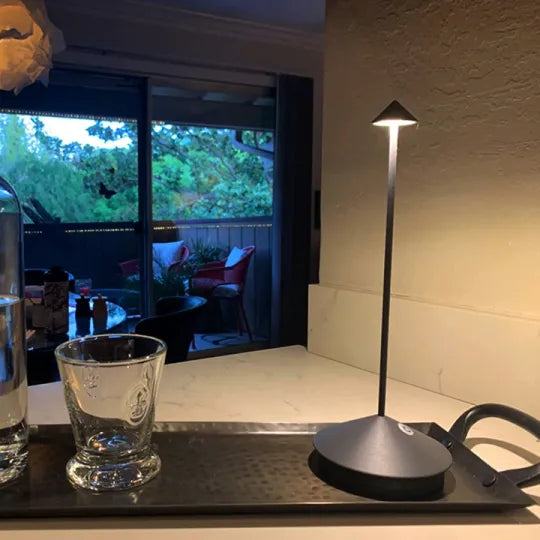 Cordless LED Table Lamp, Rechargeable Touch Dimmable Accent Light, Modern Bedside Lamp for Bedroom, Patio & Outdoor Dining Table | Lonoma