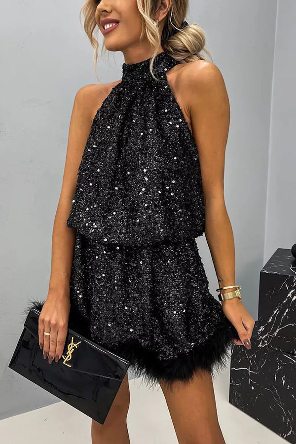 Women's Halterneck Mini Dress — Elegant Evening Dress for Summer Parties & Special Occasions | Koossa