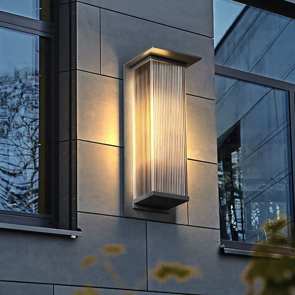 Weatherproof LED Outdoor Wall Sconce, Black Metal & Acrylic Rectangular Design for Patio Entryway | Lonoma