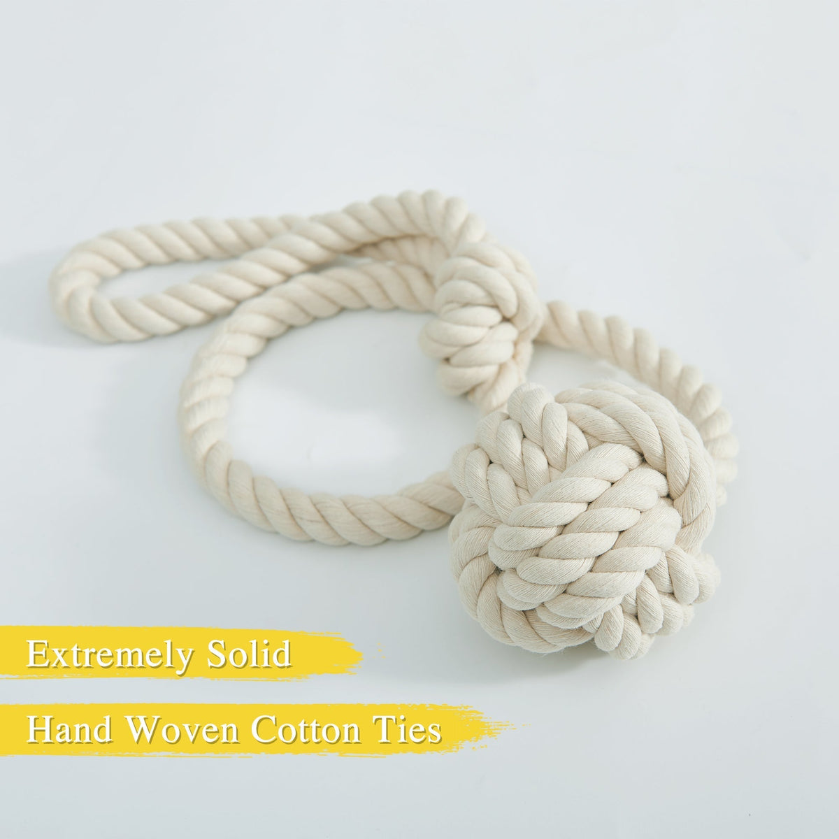 Macramé Curtain Tie Backs with Wooden Stick - Handwoven Cotton Rope Curtain Holders for Boho, Farmhouse & Natural Home Decor | Lonoma
