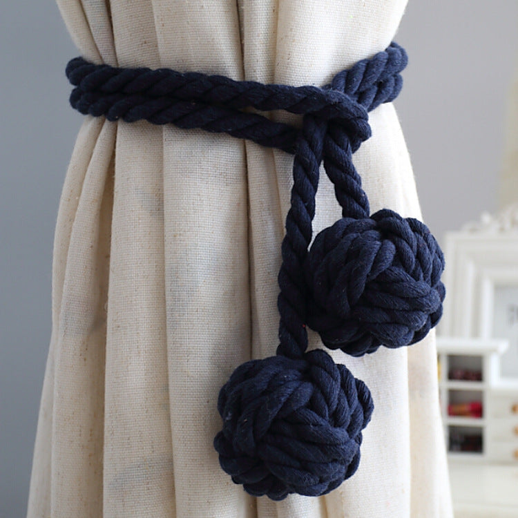 Macramé Curtain Tie Backs with Wooden Stick - Handwoven Cotton Rope Curtain Holders for Boho, Farmhouse & Natural Home Decor | Lonoma