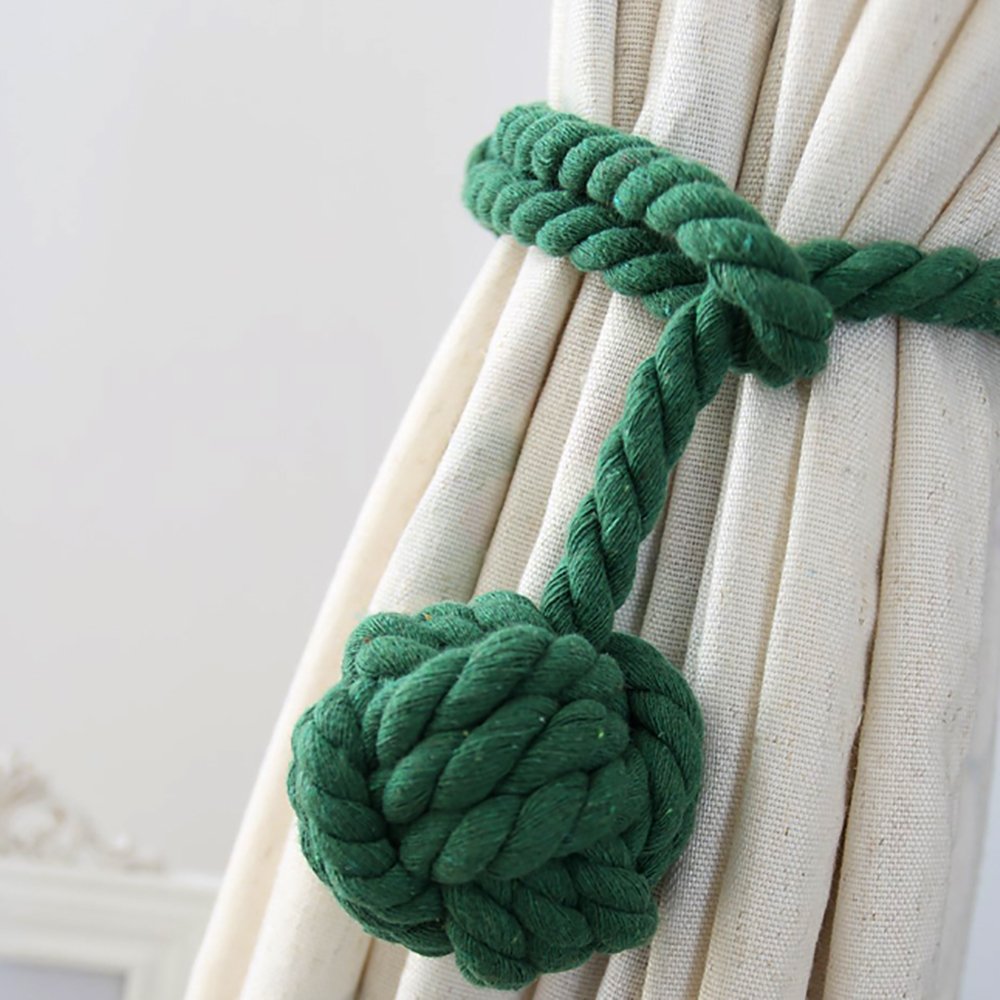 Handwoven Cotton Curtain Tiebacks with Wood Dowel – Boho Macrame Holdbacks for Living Room, Bedroom, Nursery | Natural Woven Drape Holders | Lonoma