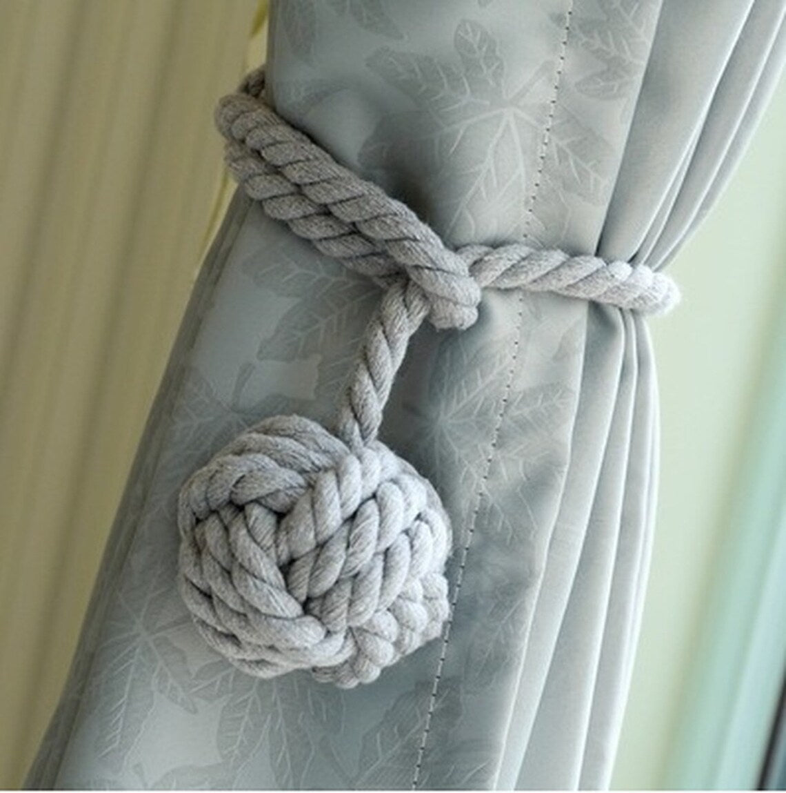 Macramé Curtain Tie Backs with Wooden Stick - Handwoven Cotton Rope Curtain Holders for Boho, Farmhouse & Natural Home Decor | Lonoma