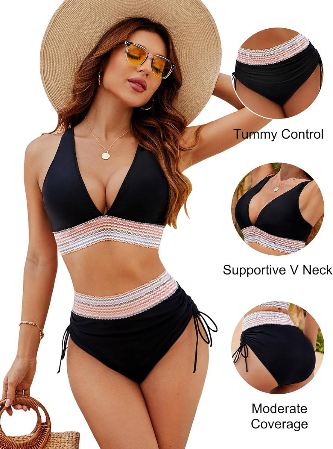 Women's High-Waisted Bikini Set — Tummy Control Two-Piece Swimsuit for Beach Holidays & Poolside Confidence | Koossa
