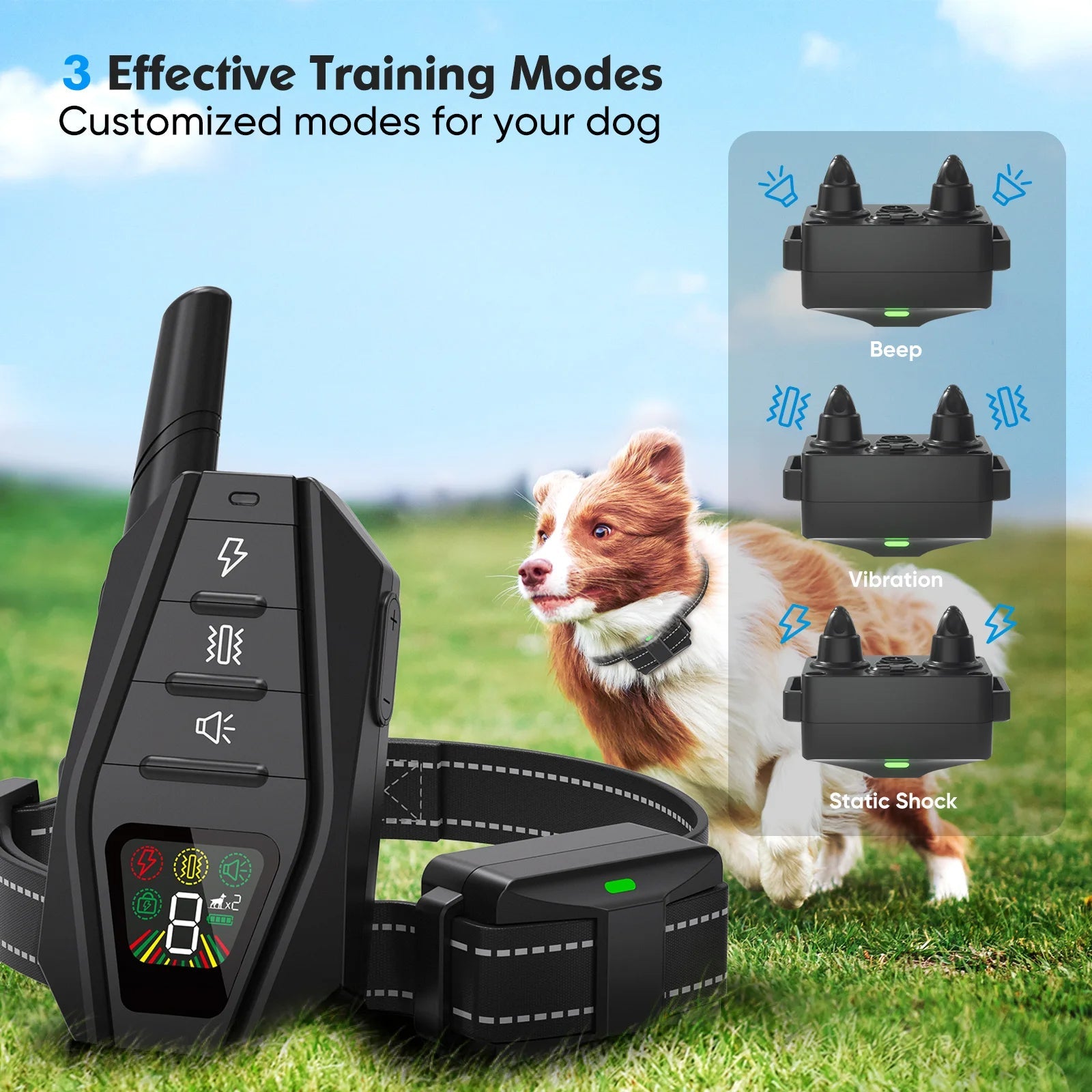 Dog Training Collar 1000m Remote Control Rechargeable Waterproof Beep Vibration Static Correction LCD Display Small Large Dogs All Breeds | Koossa