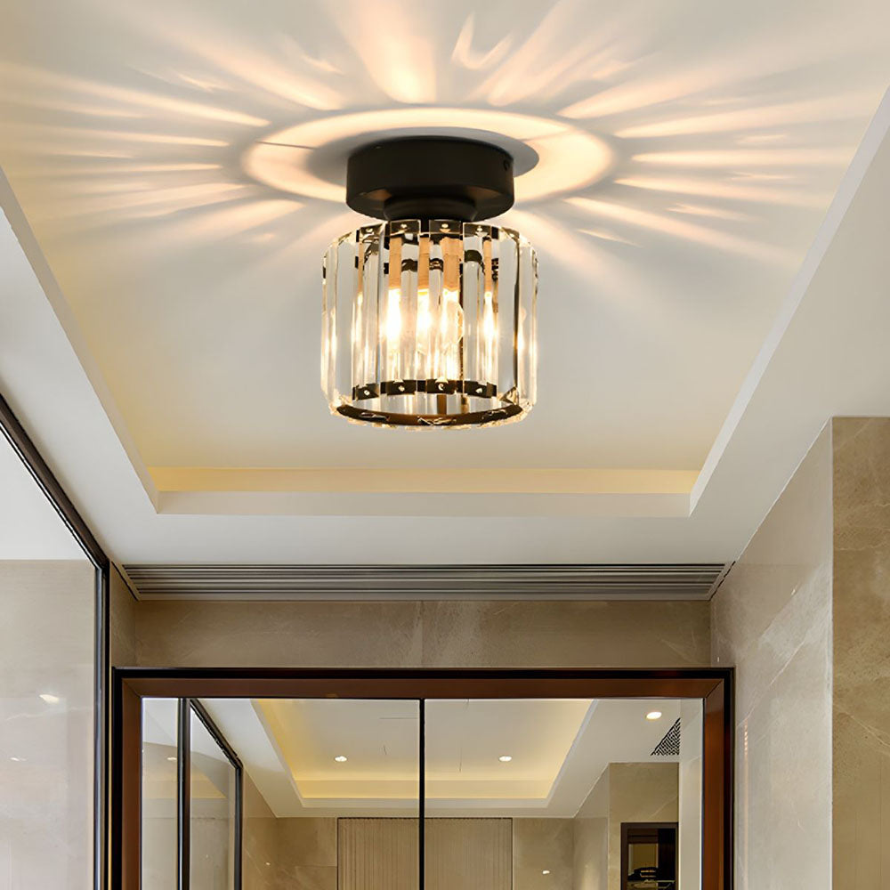 Plafonnier Cristal Élégant E27 Montage Apparent Moderne Noir Or Argenté pour Entrée Salon Chambre Bureau | Koossa