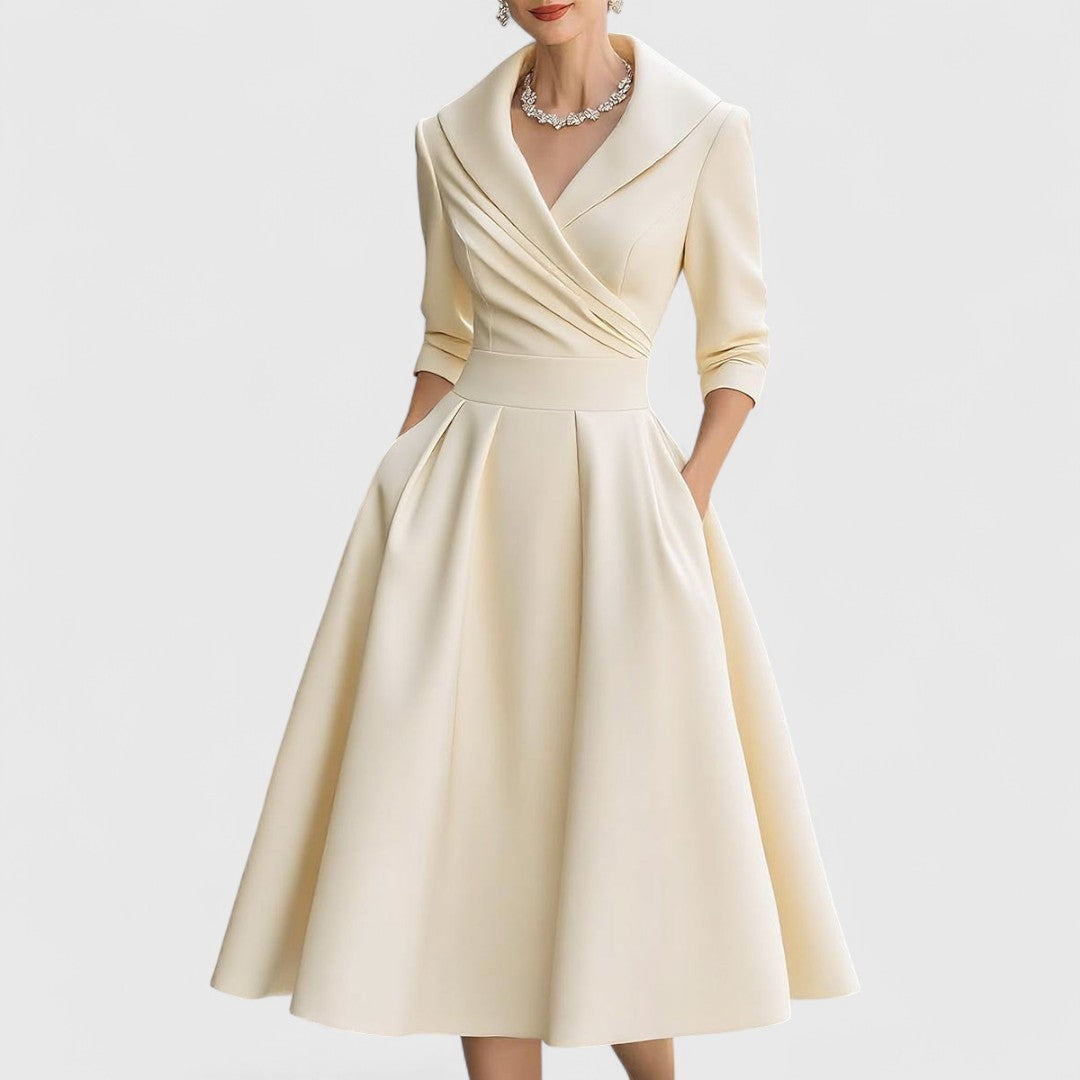 Women's Flowing Midi Dress with Structured Shape | Effortless Elegance for Day to Evening | Graceful Silhouette Dress | Koossa