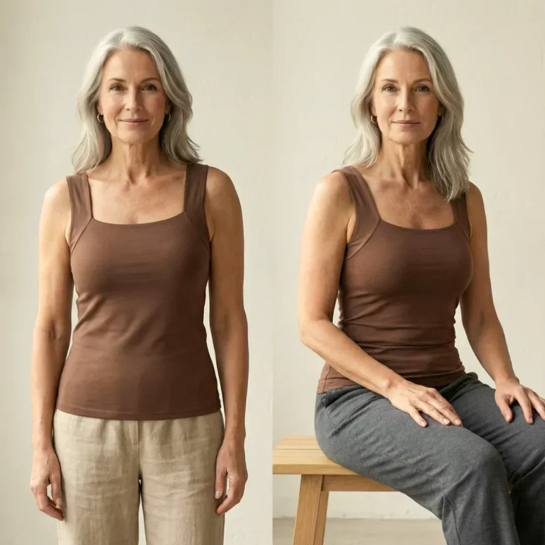 Built-In Support Camisole Top with Integral Bra in Stretch Jersey for Effortless Everyday Layering and Standalone Comfort | Koossa