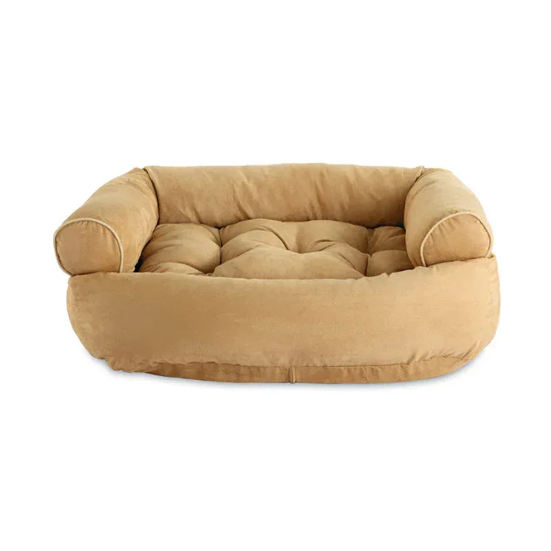 Dog Bed Orthopaedic Calming Raised Edges Washable Cover Sofa Style Grey Navy Cream Anti-Anxiety Nest Cushion Pet Couch | Koossa