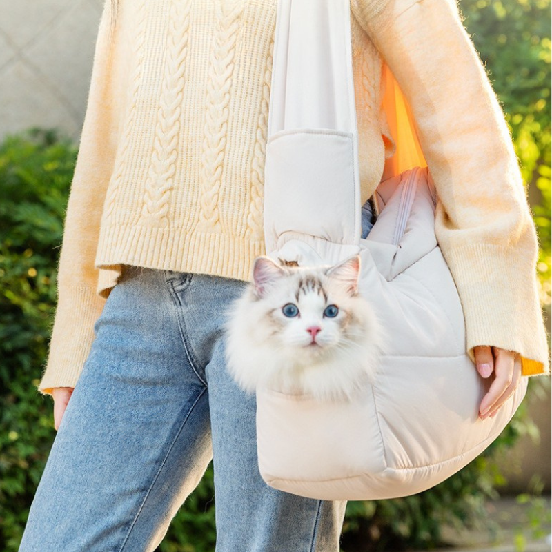 Pet Carrier Bag Quilted Padded Warm Shoulder Strap Adjustable Head Opening Cat Small Dog Travel Bag Winter Autumn | Koossa