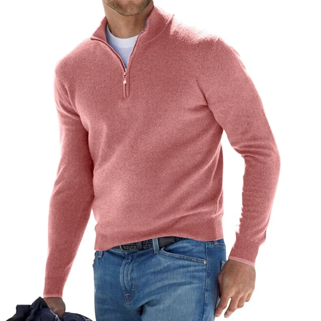 Men's Half-Zip Pullover Jumper — Classic Casual Knitwear for Everyday Comfort & Smart-Casual Style | Koossa