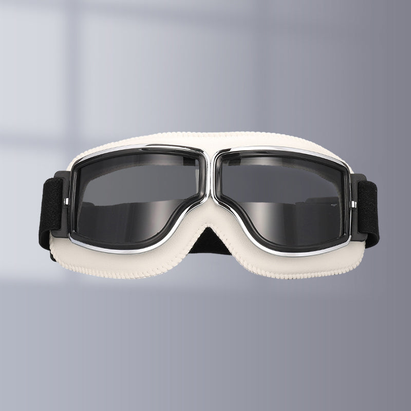 Retro Aviator Riding Goggles with Padded Foam Seal - Fits Over Prescription Glasses - UV Protection for Motorcycles & Outdoor Sports | Lonoma