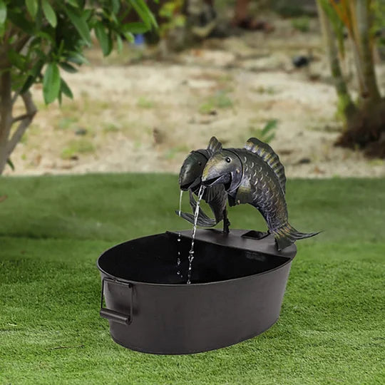 Fontaine de Jardin Décorative avec Figurine Animale en Polyrésine et Pompe Intégrée pour Terrasse et Extérieur | Koossa