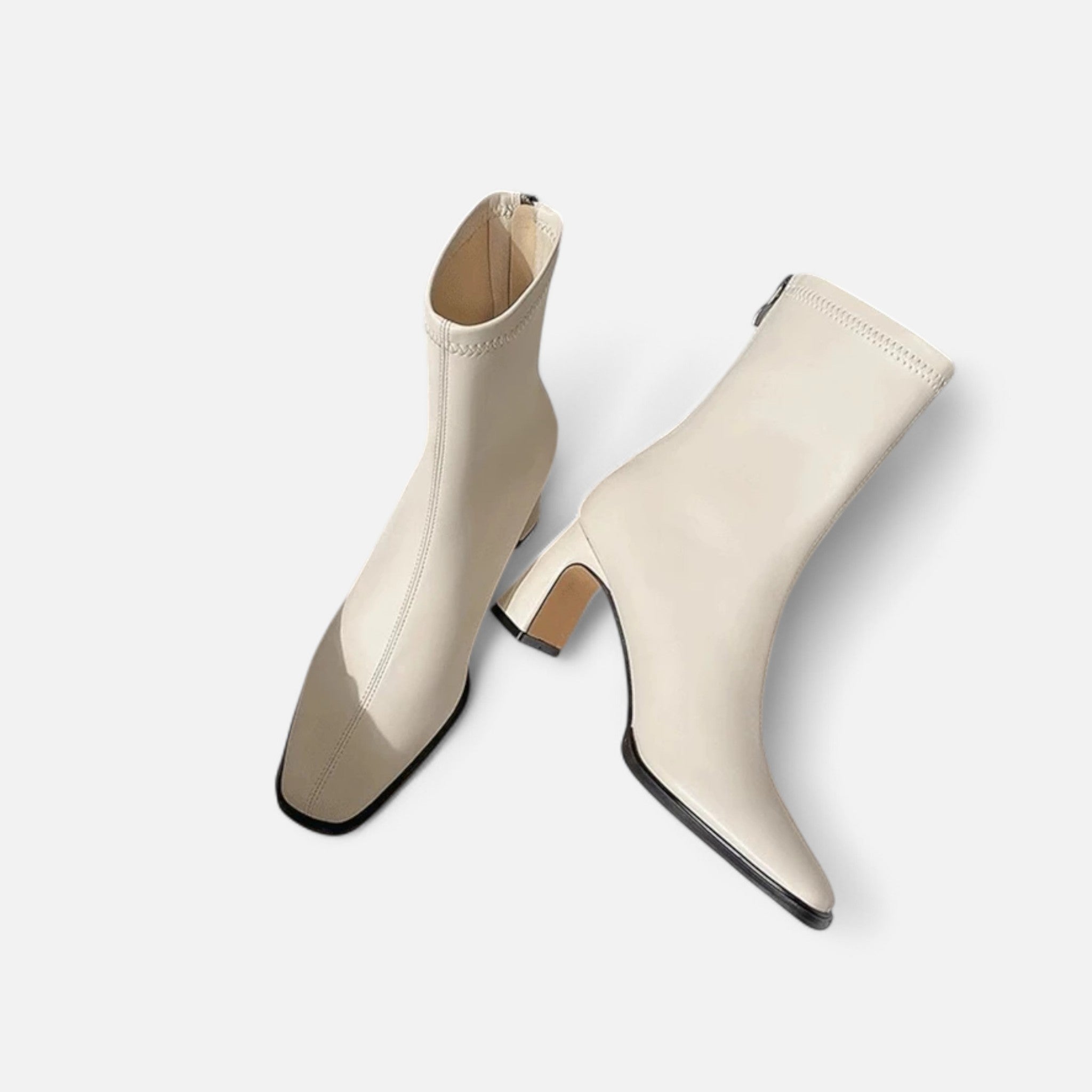 Women's Square-Toe Ankle Boots with Block Heel and Warm Lining | Classic Winter Footwear for Work and Weekends | Koossa
