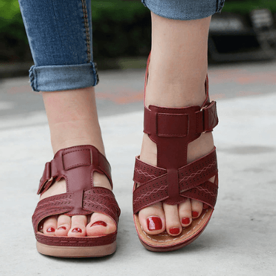 Women's Open-Toe Wedge Sandals with Cushioned Sole — Comfortable Summer Sandals for Everyday Wear & Travel | Koossa