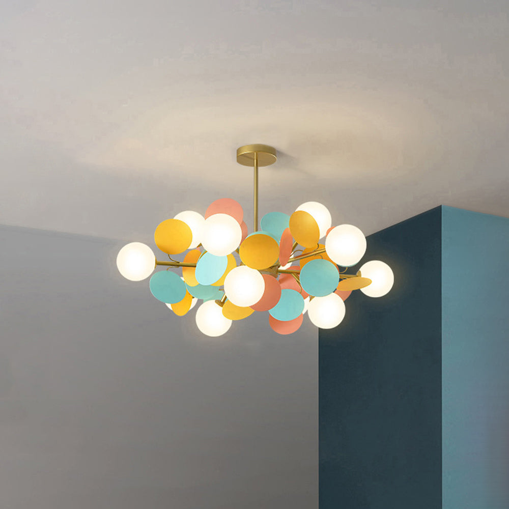 Floral Branch Ceiling Light Fixture Multi-Arm Glass Flower Chandelier Modern Botanical Flush Mount for Dining Room Bedroom Kitchen | Lonoma