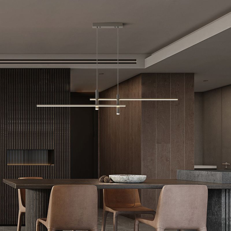 Contemporary Metal Spotlight Chandelier for Dining Tables – Adjustable Linear Design in Sleek Finishes for Kitchen Islands and Living Spaces | Lonoma