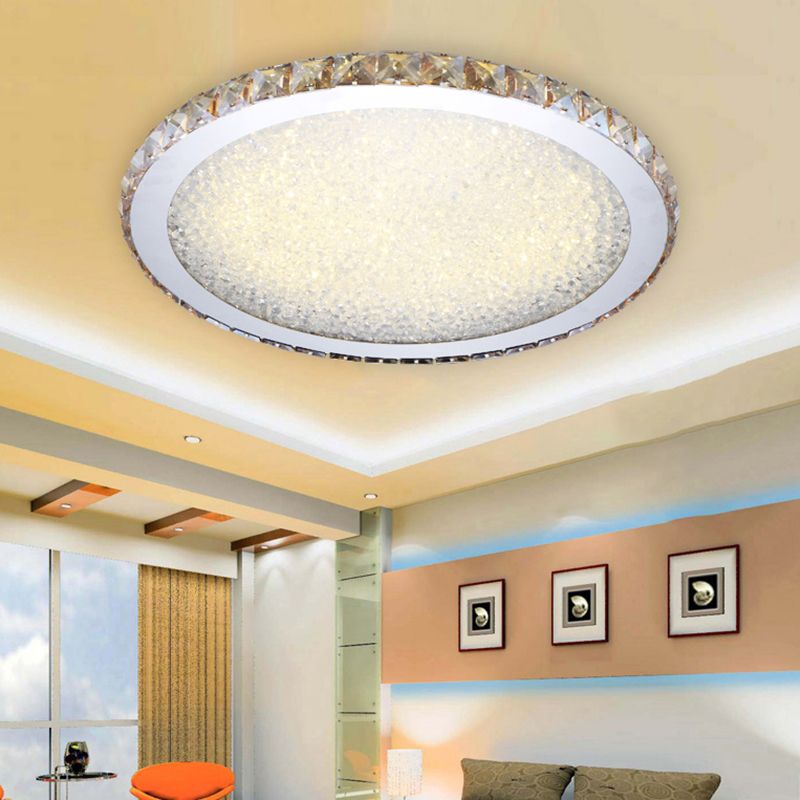 Semi-Flush Mount Crystal Ceiling Light Fixture | Modern Glamorous Overhead Lighting for Bedroom Hallway Entryway Dining Room | Gold Metal | Lonoma