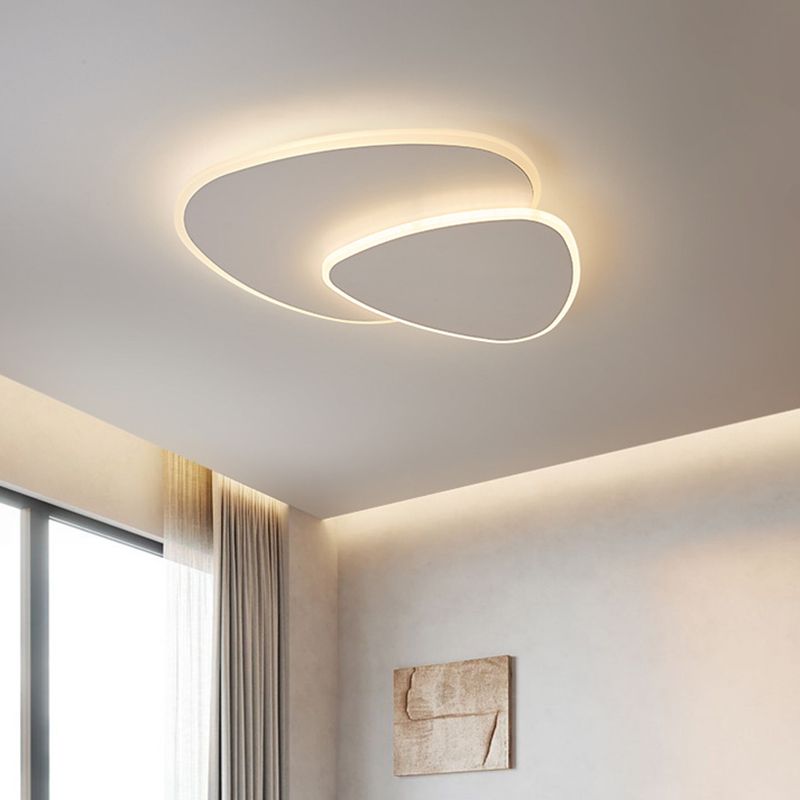 Modern Geometric Flush Mount LED Ceiling Light White Oval Double Layer for Bedroom Living Room Hallway | Lonoma