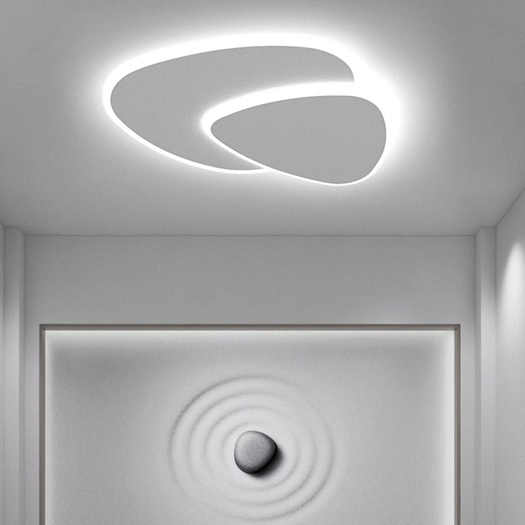 Modern Geometric Flush Mount LED Ceiling Light White Oval Double Layer for Bedroom Living Room Hallway | Lonoma