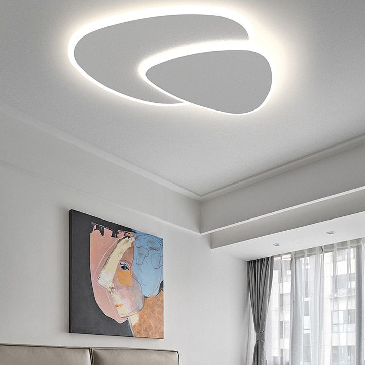 Modern Geometric Flush Mount LED Ceiling Light White Oval Double Layer for Bedroom Living Room Hallway | Lonoma