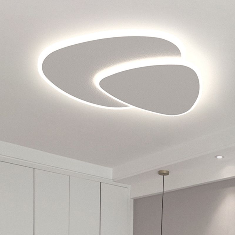 Modern Geometric Flush Mount LED Ceiling Light White Oval Double Layer for Bedroom Living Room Hallway | Lonoma