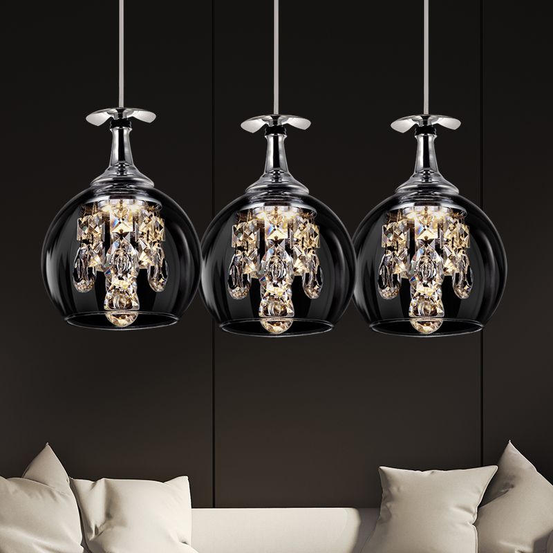 Clear Crystal Pendant Light, Wine Glass Shape Hanging Ceiling Lamp with Adjustable Cord for Dining Room, Kitchen Island & Bedroom | Lonoma